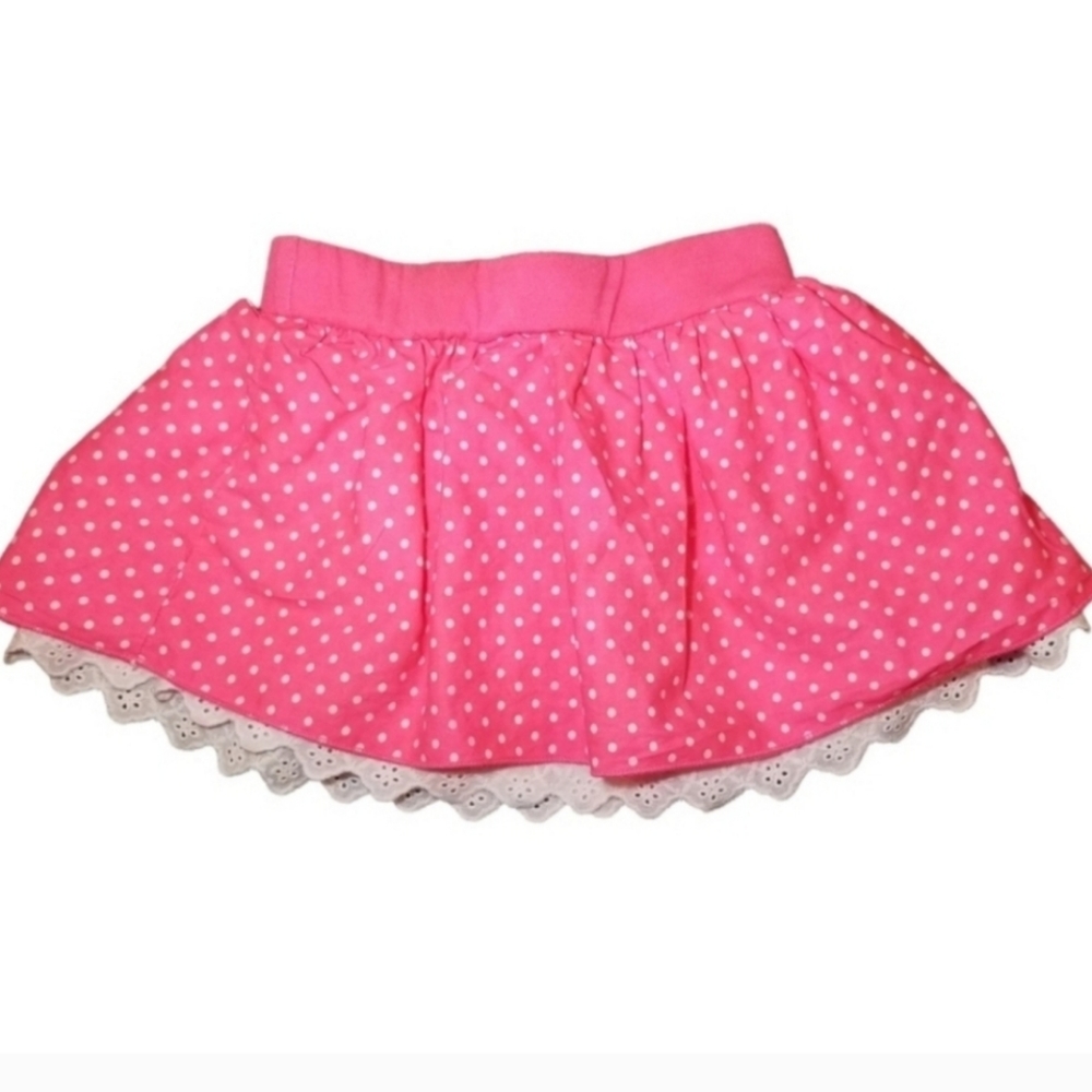 DISNEY BABY EYELET RUFFLE PINK POLKADOT SKORT 12 MOS - Picture 3 of 9